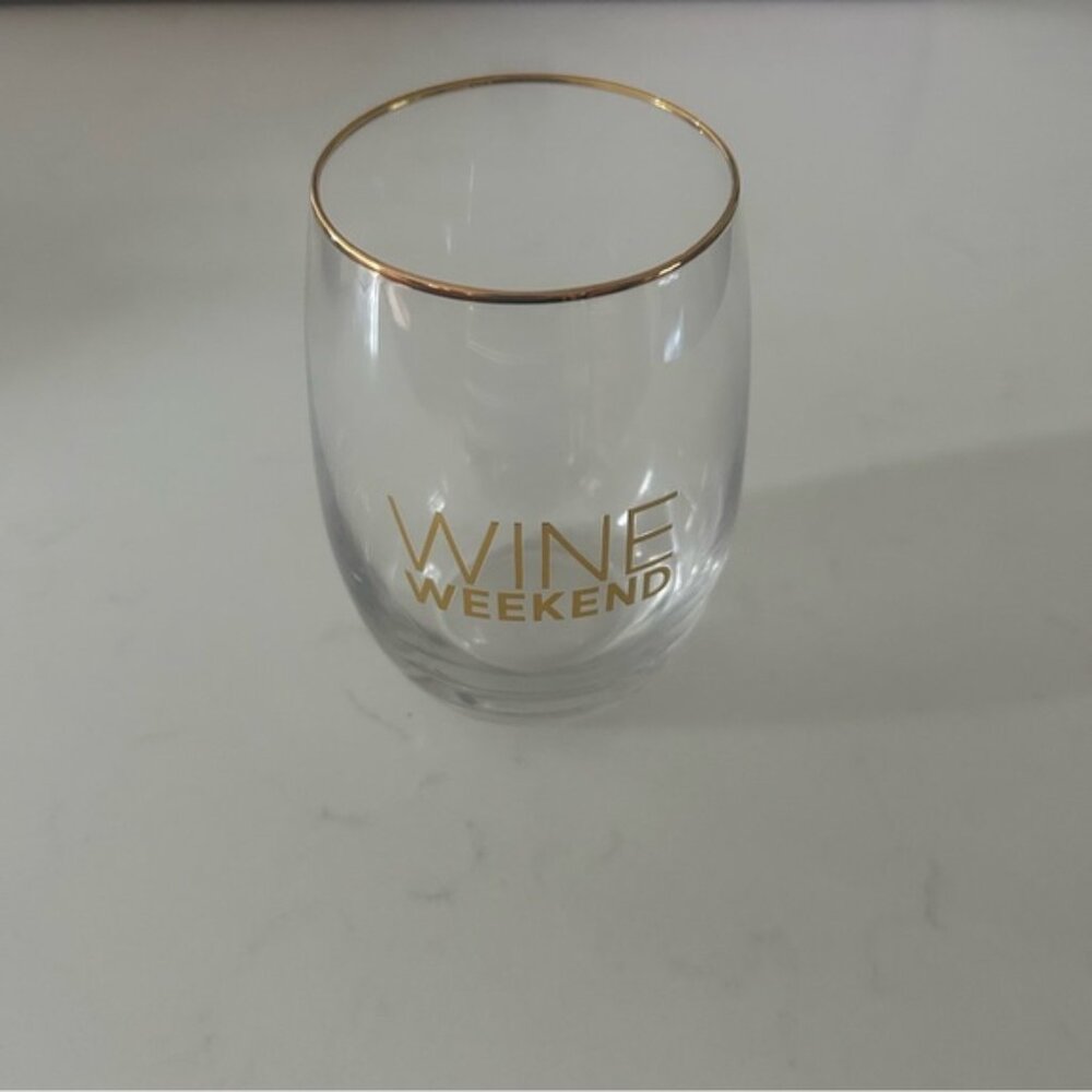 Gold Rimmed Wine Weekend Wine Glass